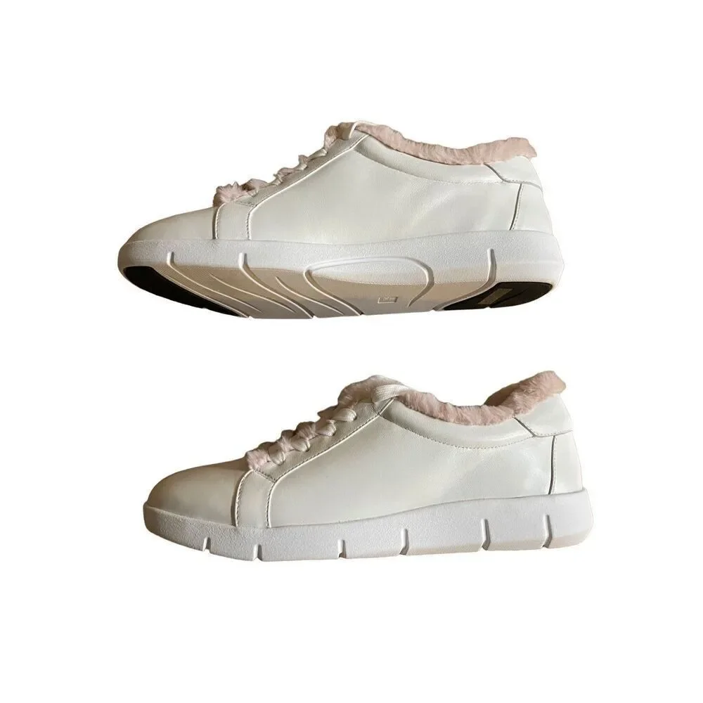 Vaneli pink fleece sneakers white leather 11.5